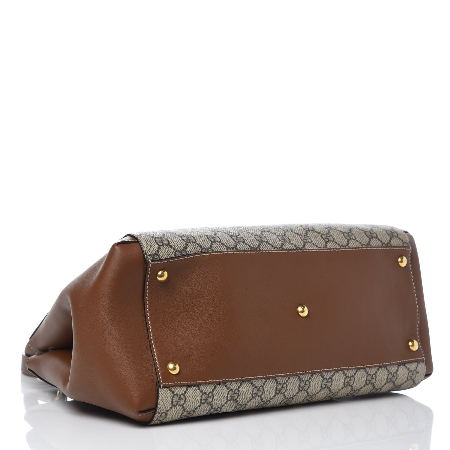 Gucci GG Supreme Monogram Moon Calfskin Top Handle Tote Bag Beige Ebony Tuscany 5 of 9