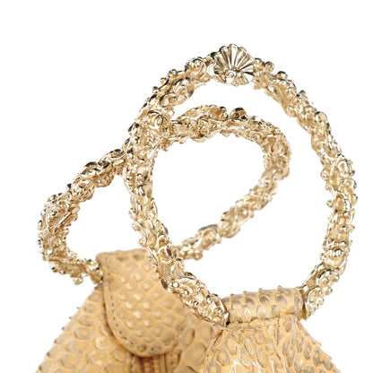 Chanel Python Fortune Cookie Clutch Light Gold 7 of 17