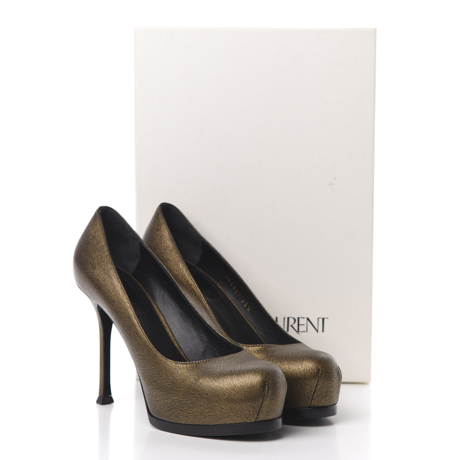 Saint Laurent Vernigolf Tribtoo 105 Platform Pumps 36.5 Gold 9 of 10