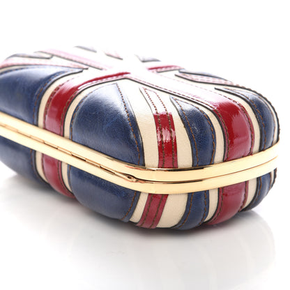 Alexander McQueen Patent Calfskin Britannia Skull Box Clutch Red Blue 8 of 8