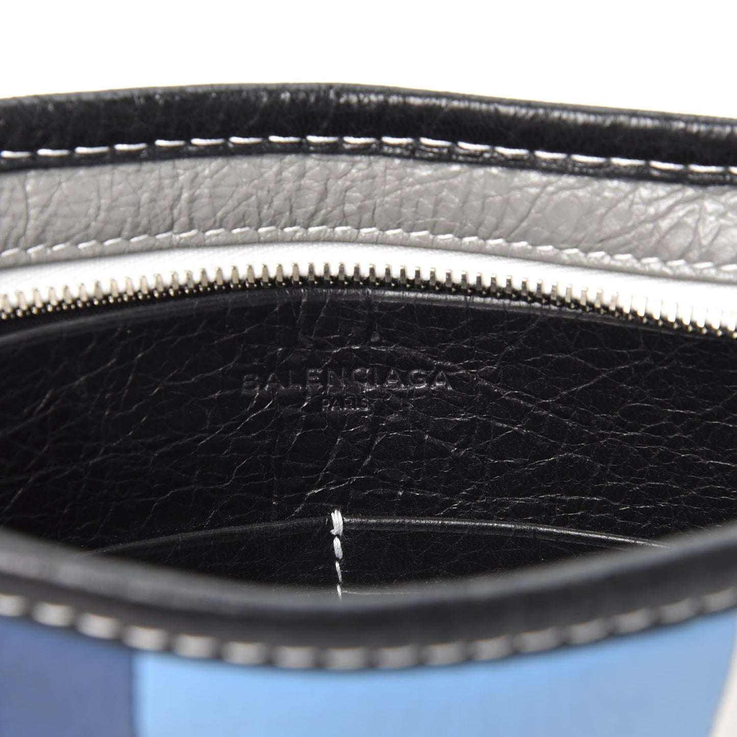 Veau Arena Multicolore Bazar Strap Clutch Bleu Gris White Black