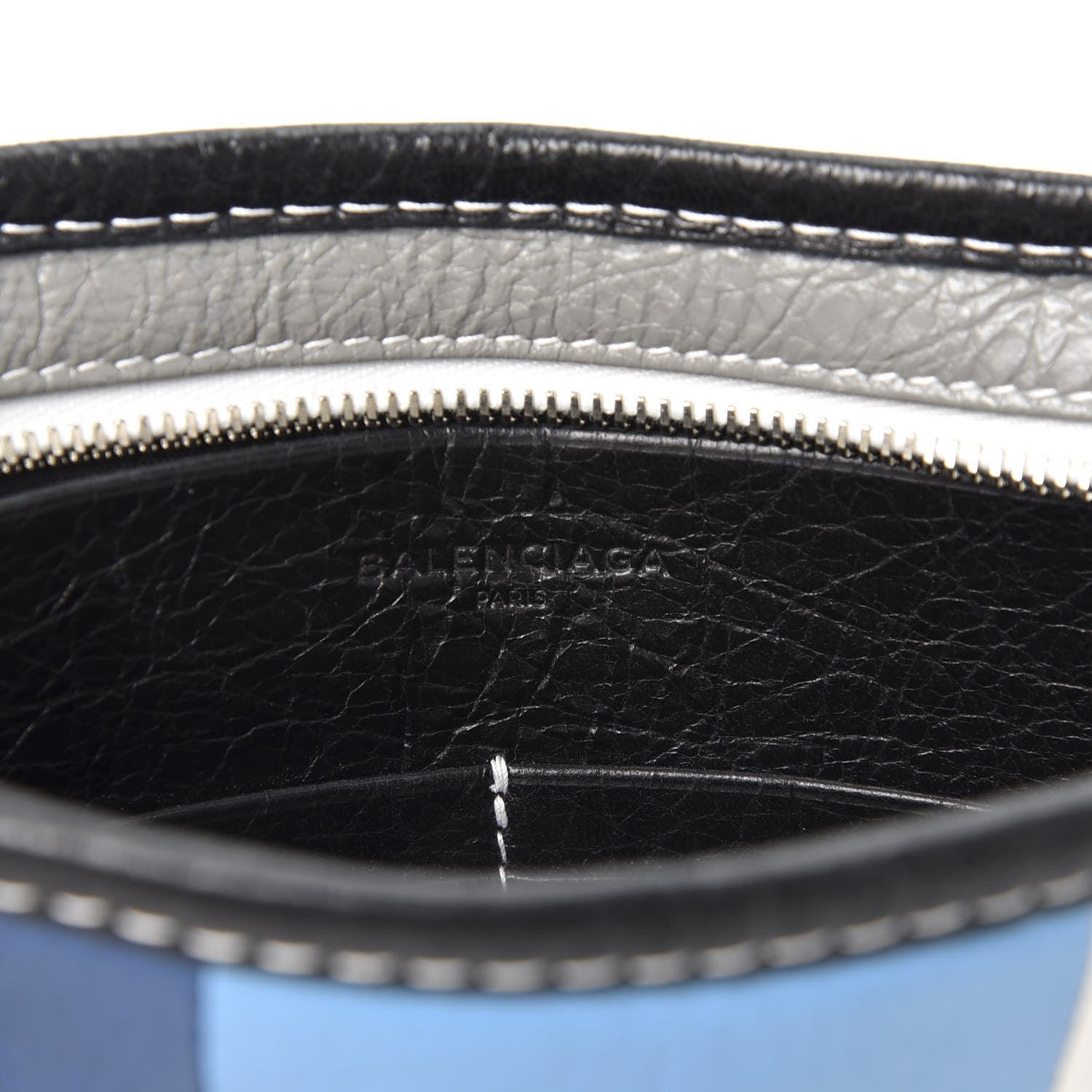 Balenciaga Veau Arena Multicolore Bazar Strap Clutch Bleu Gris White Black 7 of 8