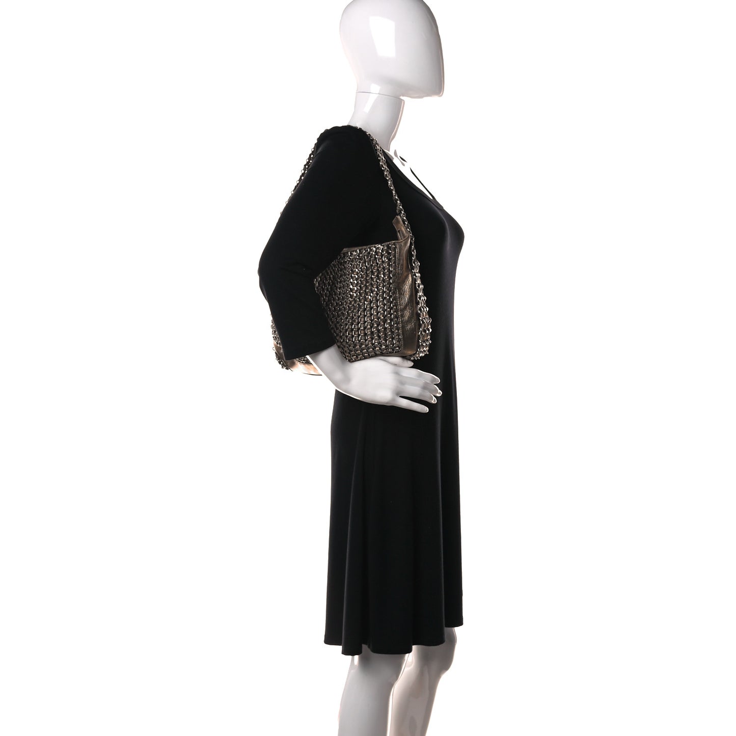 Metallic Lambskin Triple Chain Hobo Gold