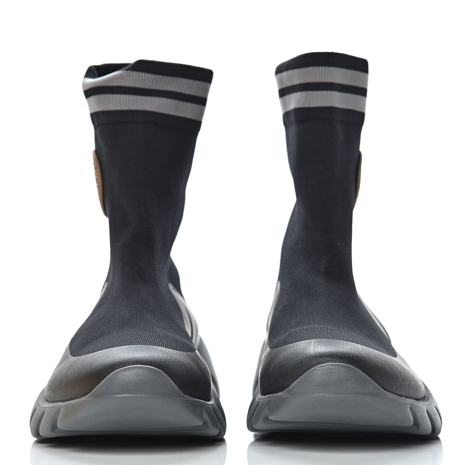 Fendi Jersey Striped Mens High Top Sock Sneakers 9 Black 2 of 9