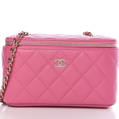 Chanel Caviar Quilted Small Vanity Case With Chain Pink 7 of 10