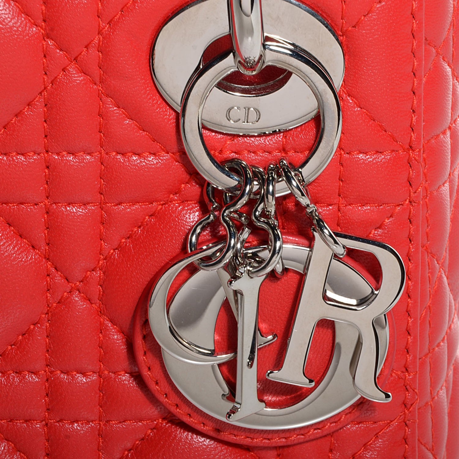 Christian Dior Lambskin Cannage Mini Lady Dior Vermillion 8 of 9
