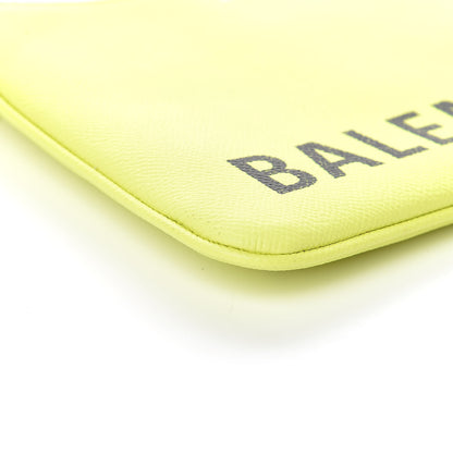 Balenciaga Grained Calfskin Logo Ville Zip Pouch M Acid Green Black 5 of 9