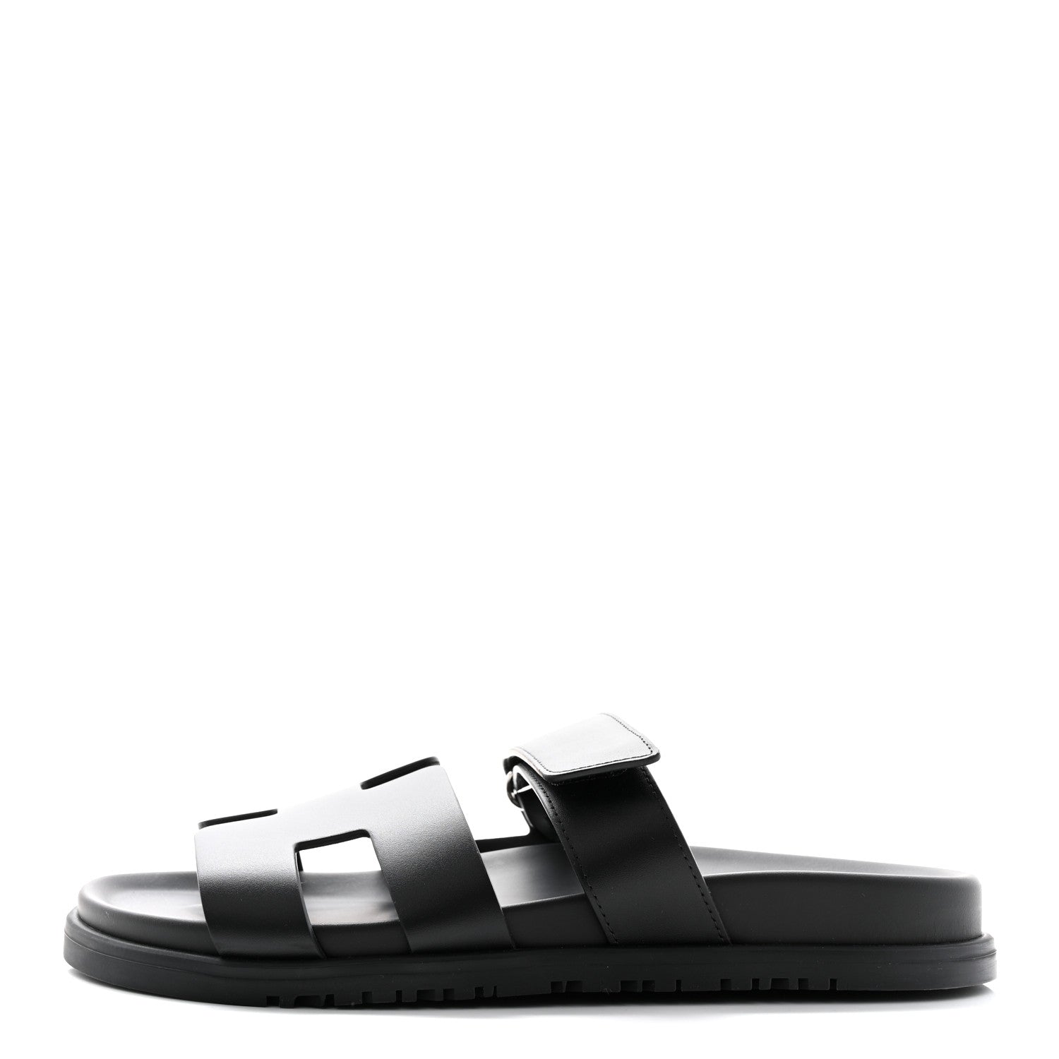 Hermes Calfskin Womens Chypre Sandals 38 Black 1 of 12