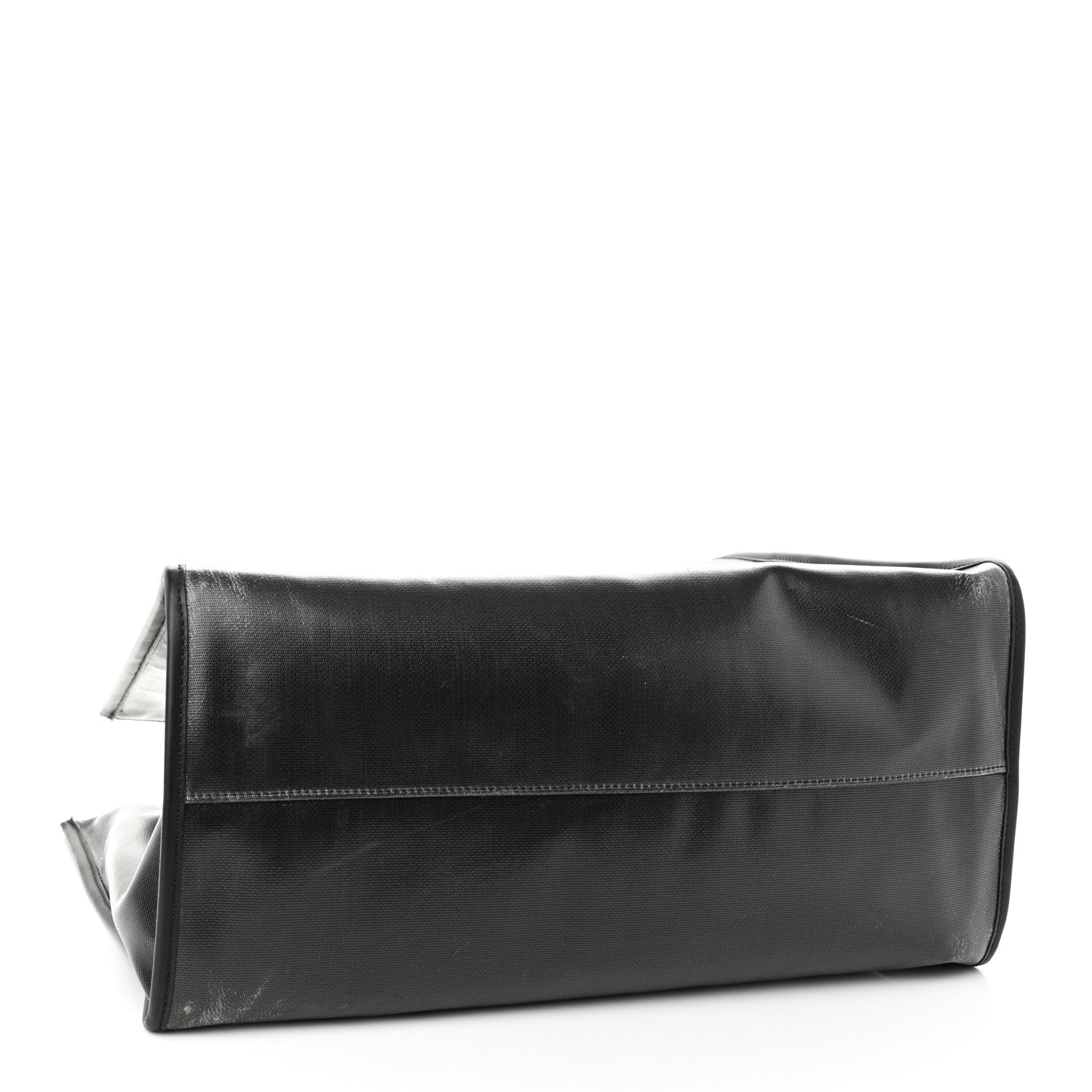 Fendi X SARAH COLEMAN Coated Canvas FF Fish Eye Logo Shopping Tote Black White 4 of 11