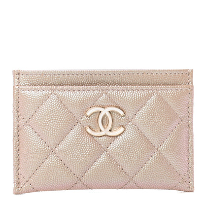 Chanel Iridescent Caviar Quilted Card Holder Beige 1 of 9