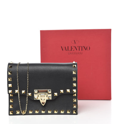 Valentino Garavani Vitello Rockstud Flip Lock Chain Crossbody Bag Black 11 of 11
