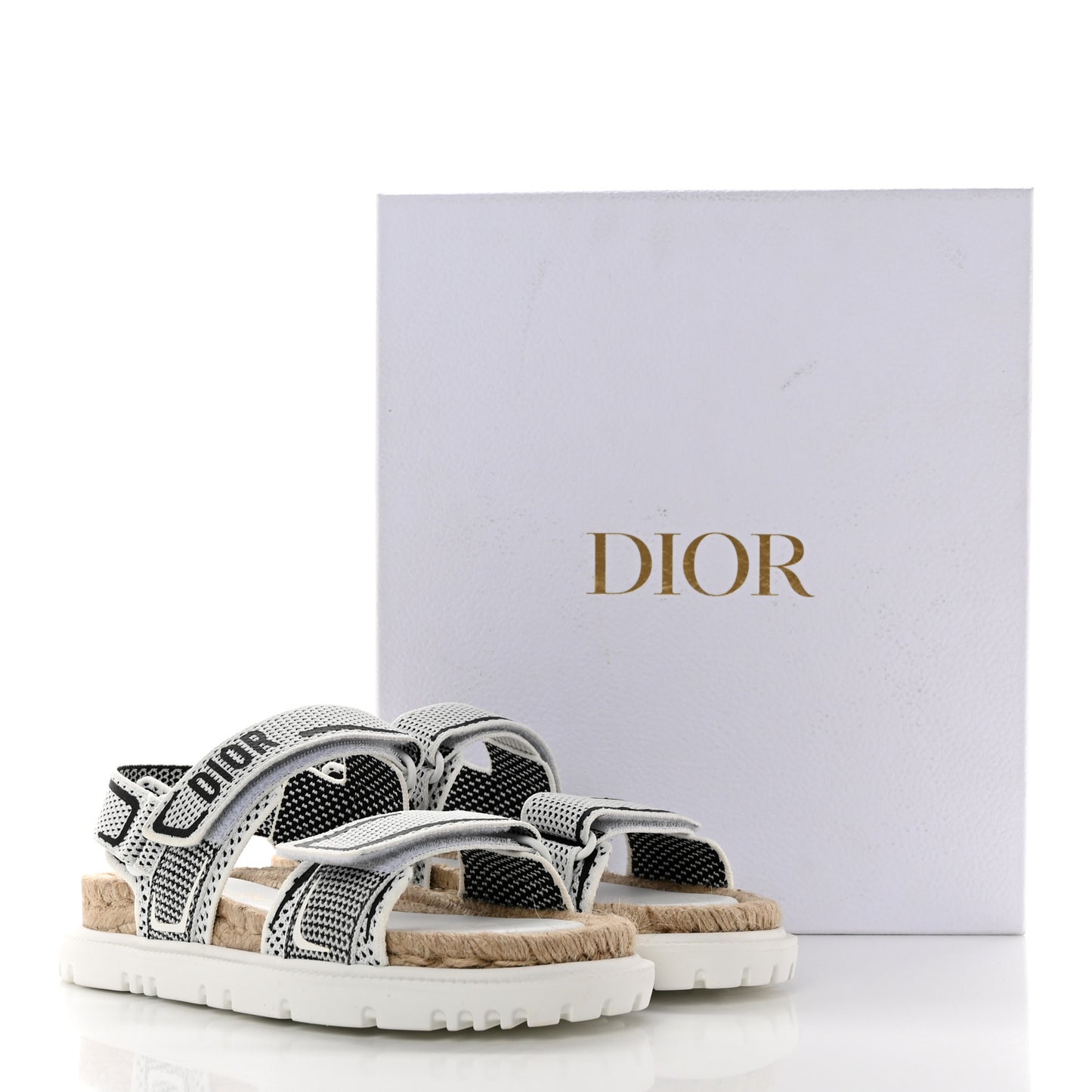 Technical Knit Jute Dioract 10mm Sandals 36 White Black
