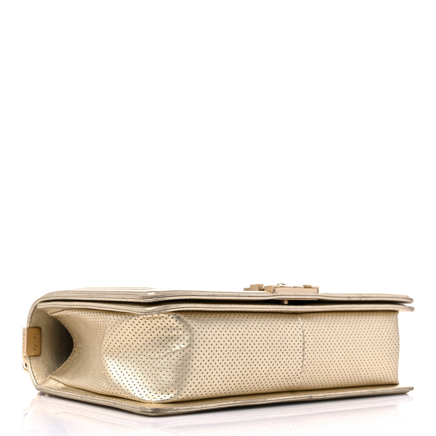 Lambskin Perforated Quilted New Medium Boy Flap Gold