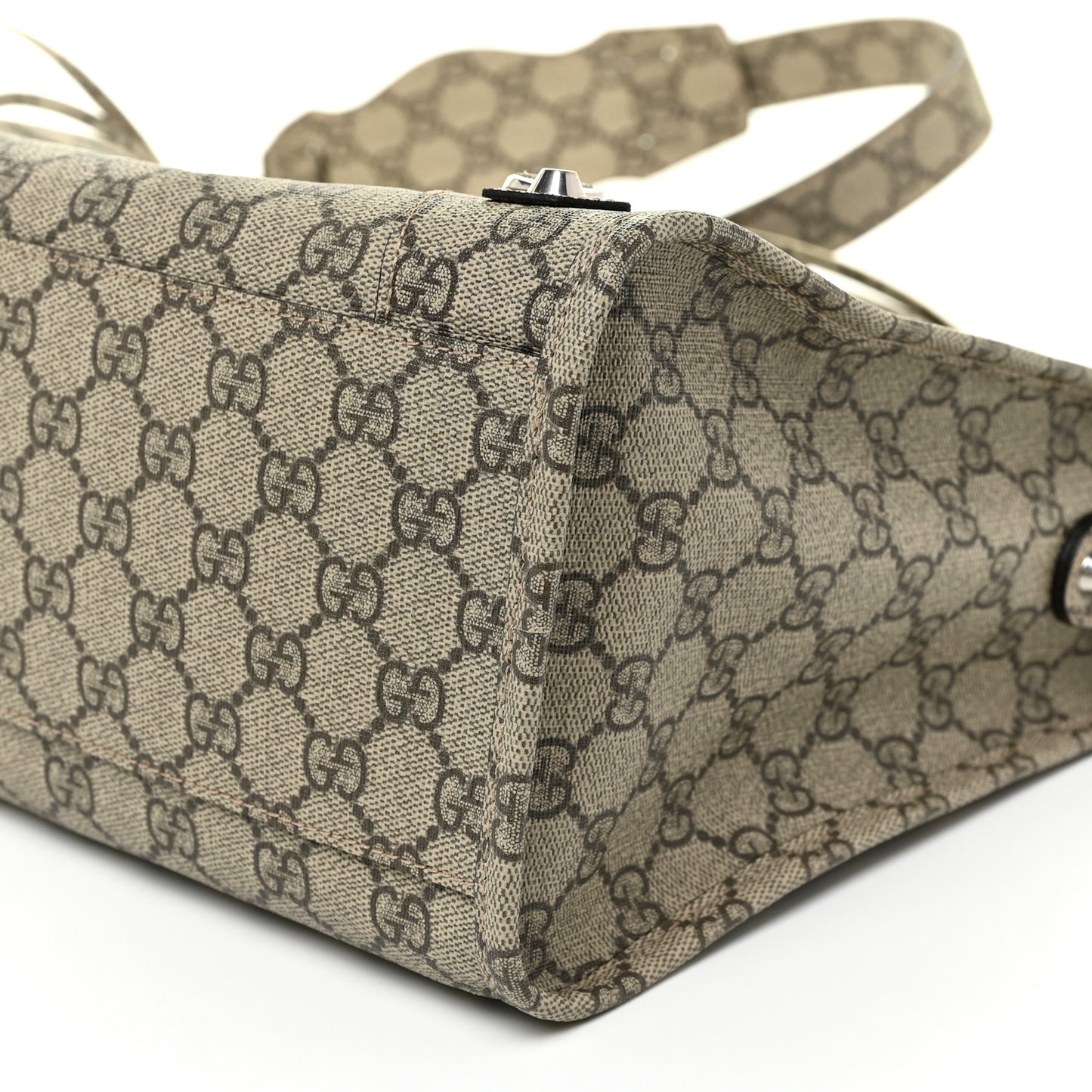 X GUCCI GG Supreme Monogram Neo Classic Silver Hardware City Beige Ebony