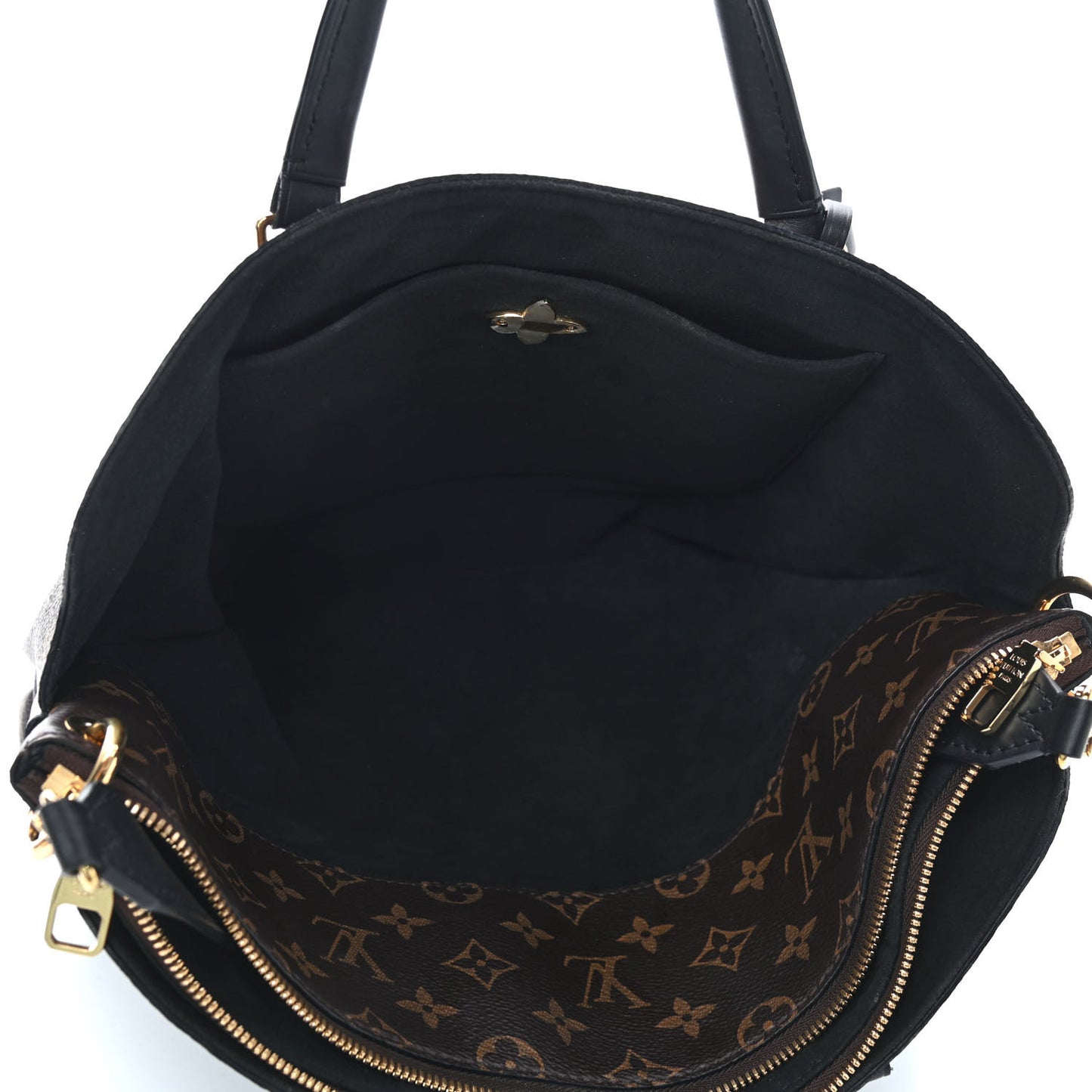 Monogram Flower Zipped Tote MM Black