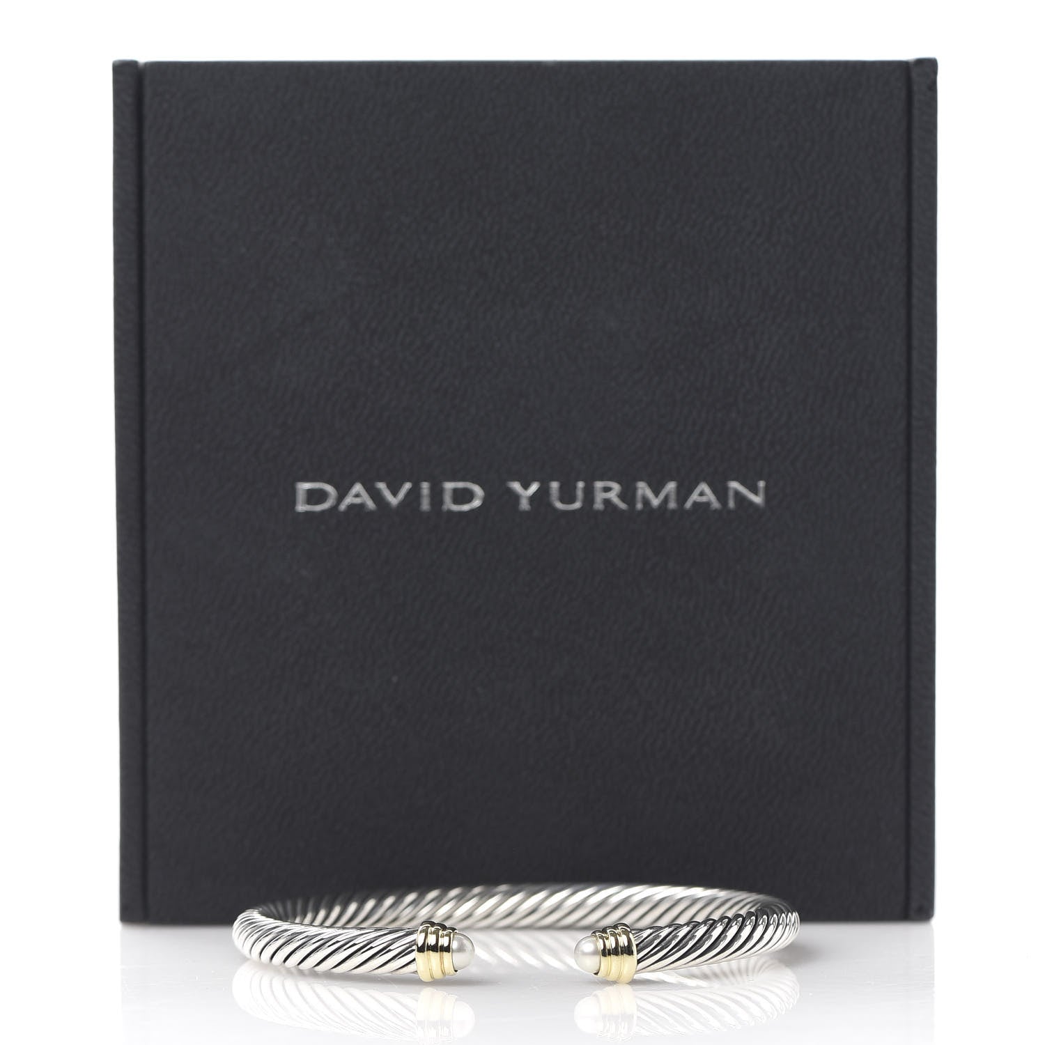 David Yurman Sterling Silver 14K Yellow Gold Pearl 5mm Cable Classics Petite Color Bracelet 5 of 5