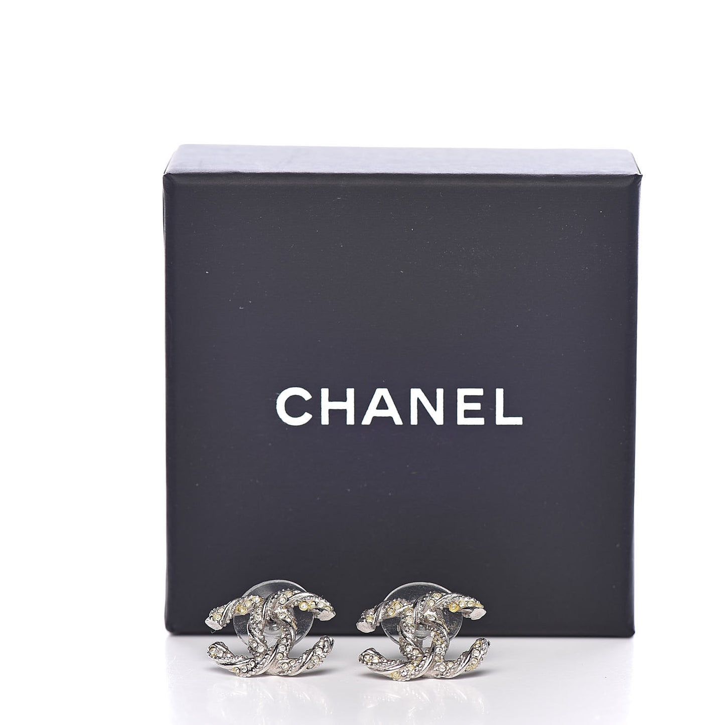 Crystal CC Twisted Earrings Silver
