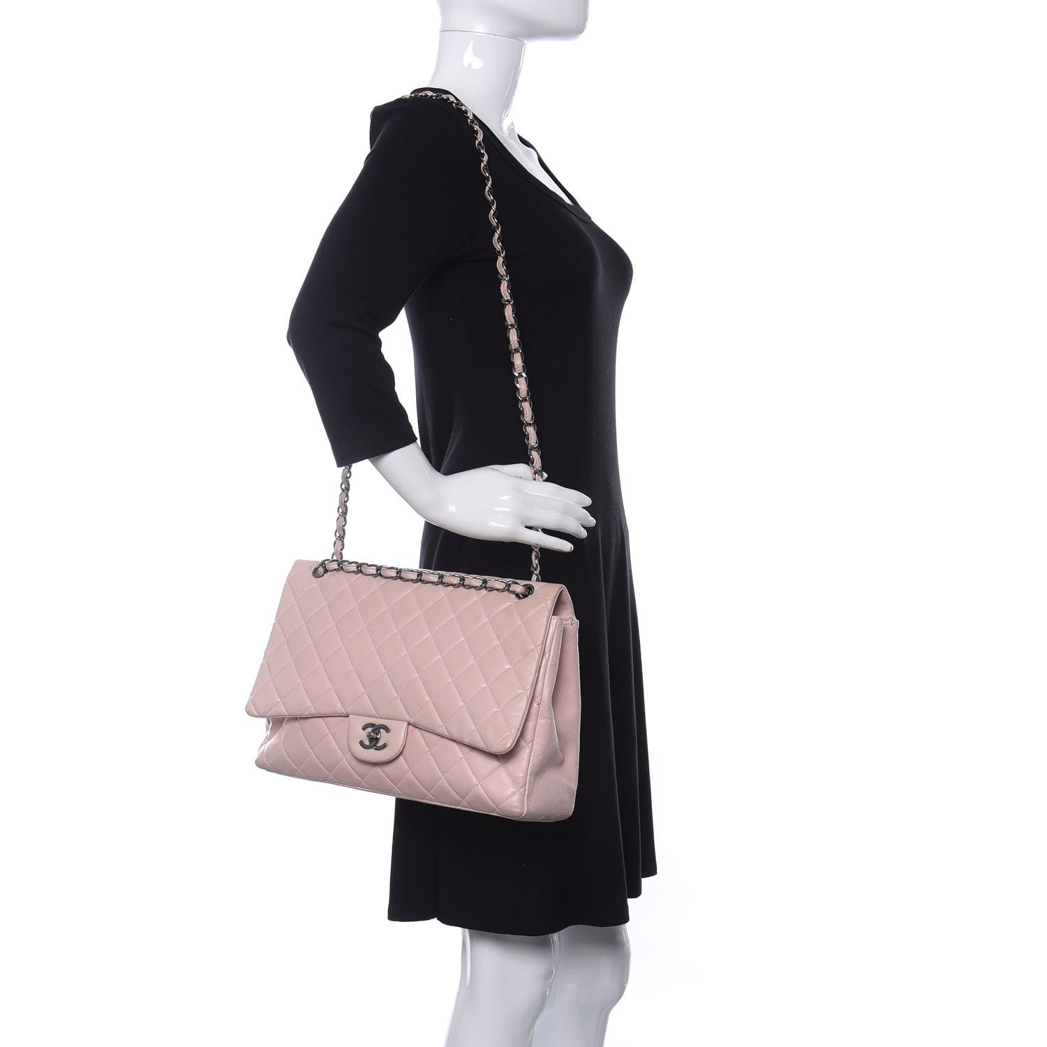 Chanel Lambskin Quilted Maxi Single Flap Pink 2 of 12