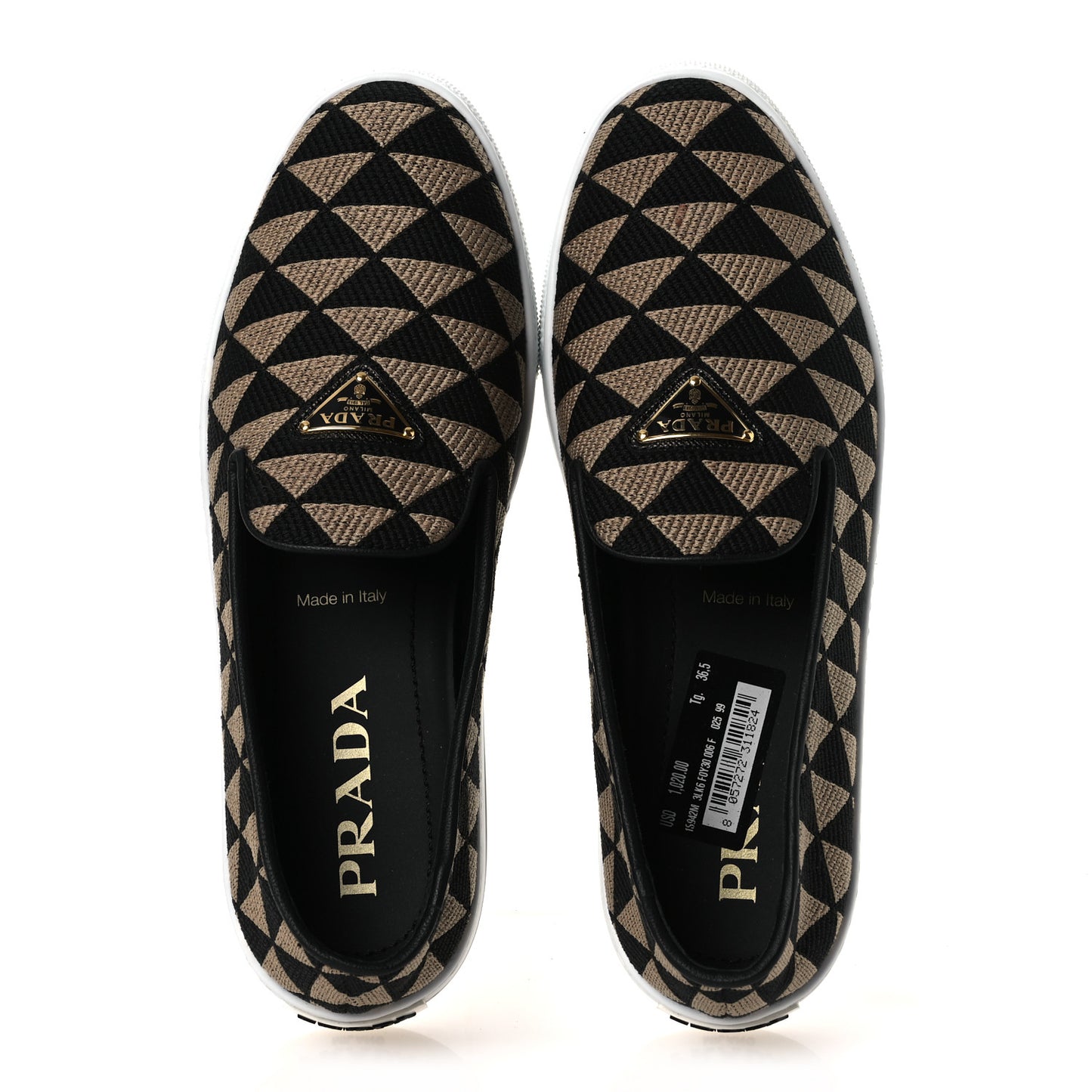 Jacquard Trianglolo Symbole Embroidered Metal Triangle Logo Slip On Sneakers 36.5 Corda Black