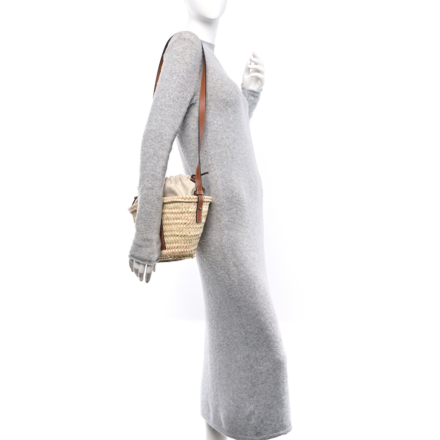 Loewe Leaf Palm Calfskin Mini Drawstring Bucket Bag Natural Tan 2 of 11
