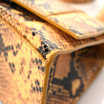 Balenciaga Shiny Calfskin Python Effect Small Hourglass Top Handle Bag Orange Black 6 of 11