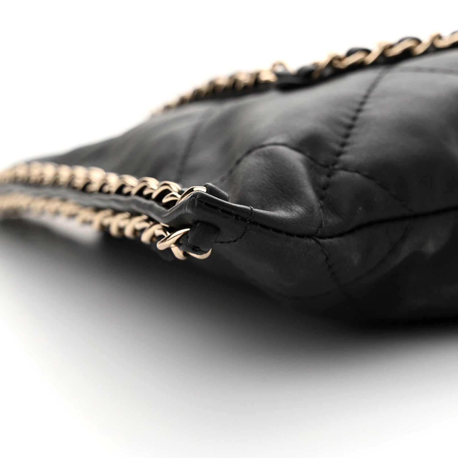 Chanel Calfskin Quilted Chain Flat Tote Black 9 of 11