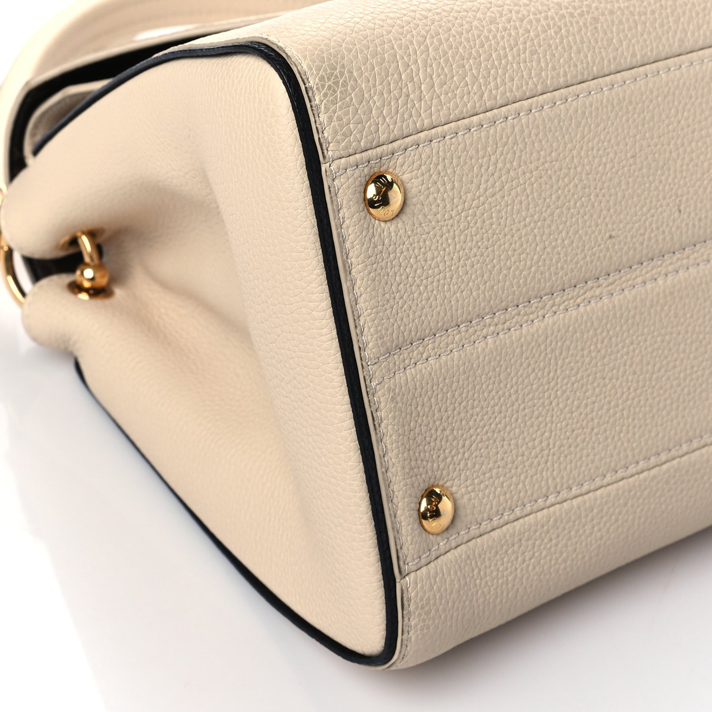 Grained Calfskin Monogram Double V Creme