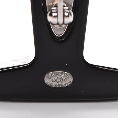 Chanel Resin Pearl CC Airplane Brooch Black White 5 of 6