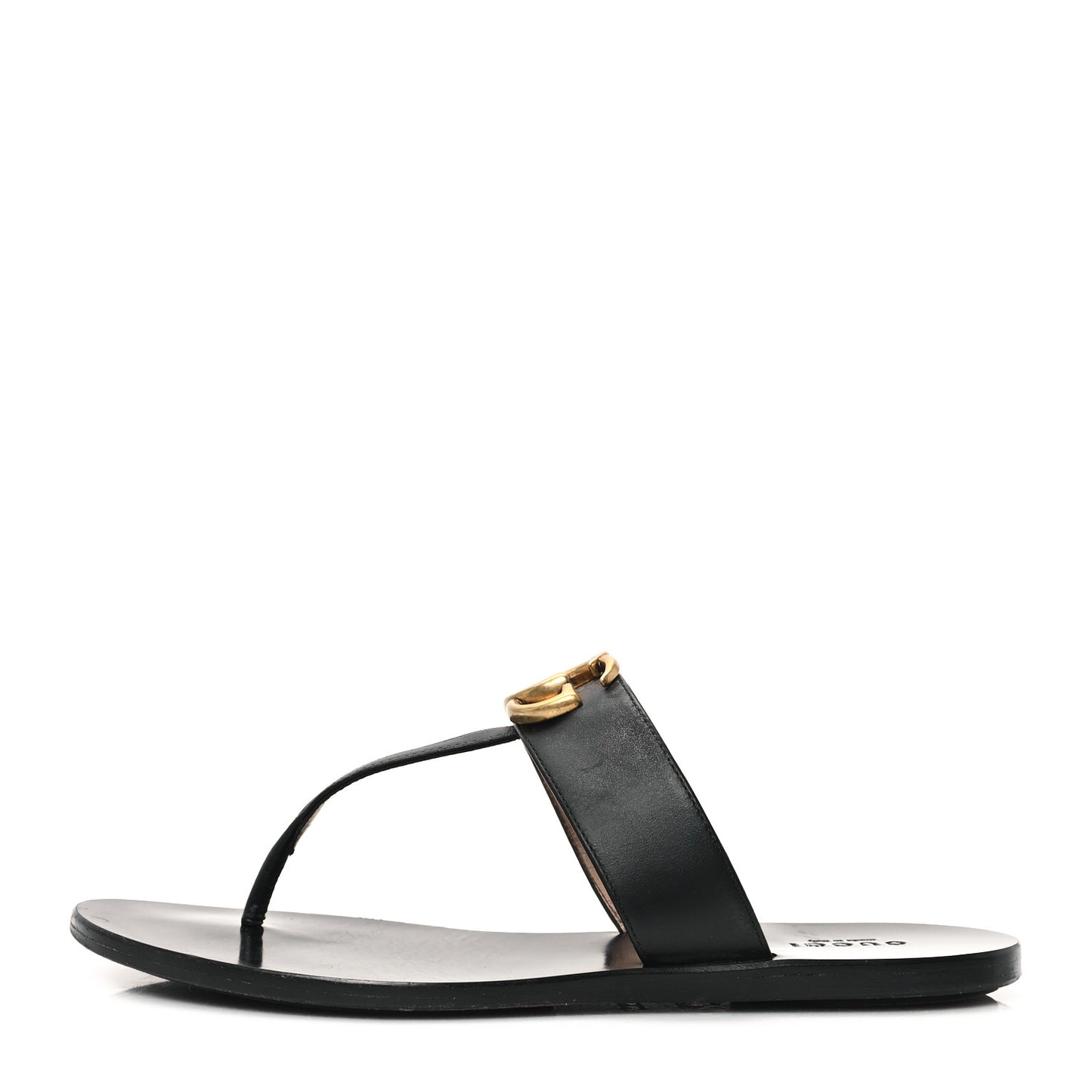 Calfskin GG Marmont Thong Sandals 36.5 Black