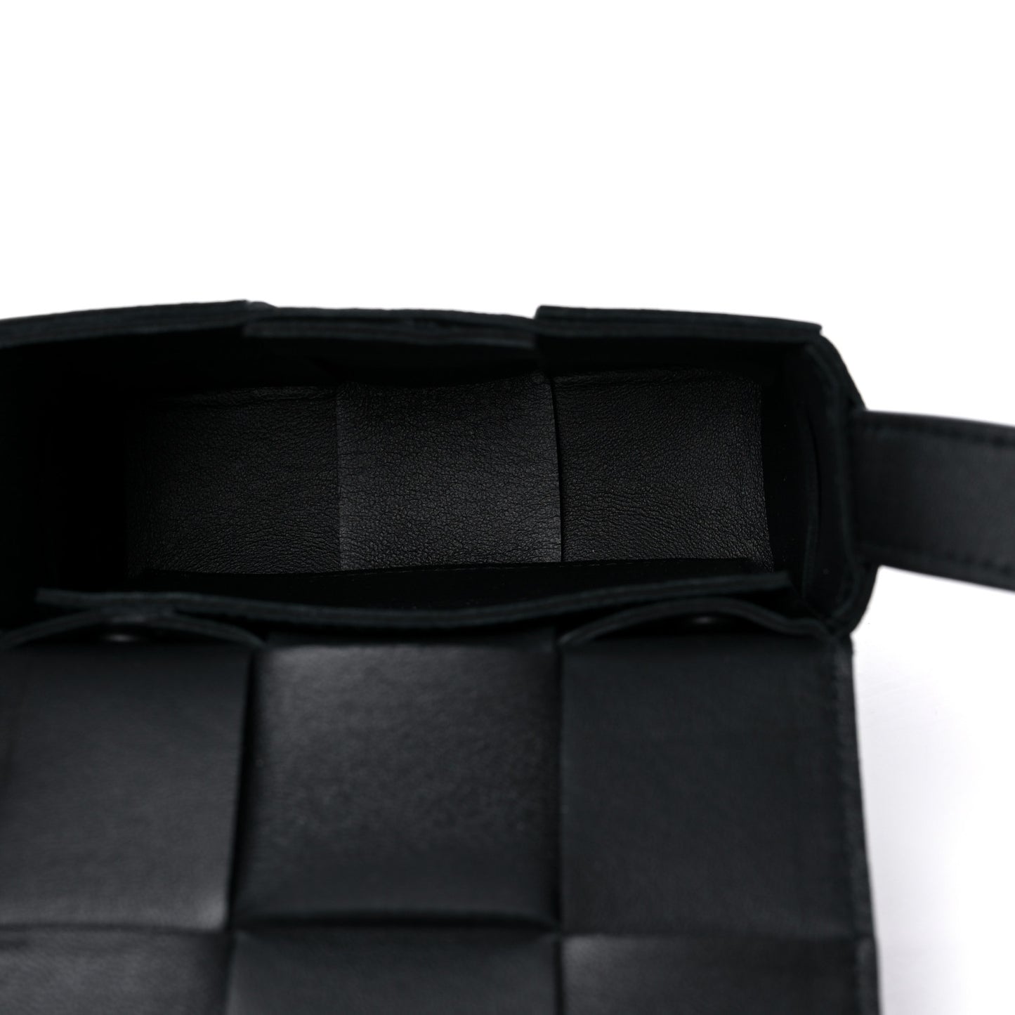 Lambskin Maxi Intrecciato Extra Mini Cassette Crossbody Bag Black
