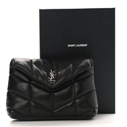 Saint Laurent Lambskin Monogram Loulou Puffer Pouch Clutch Black 9 of 9