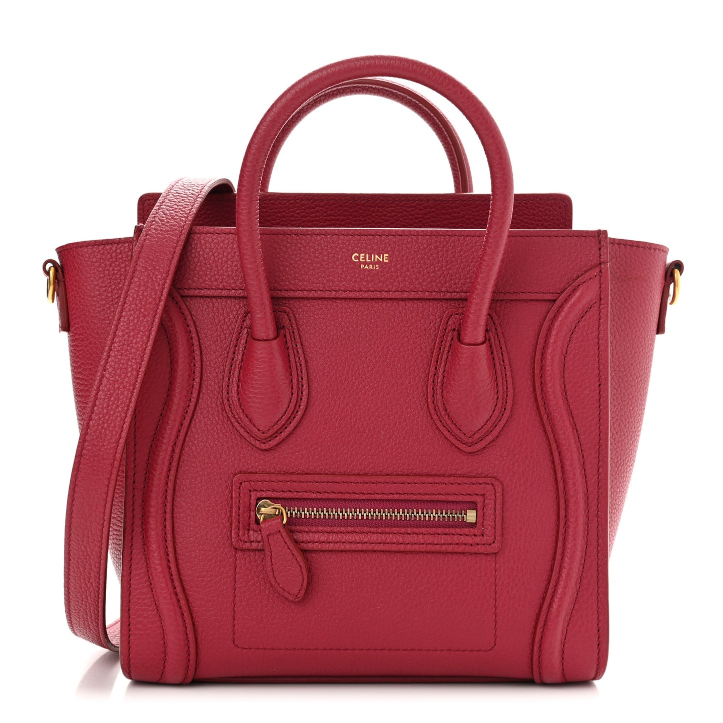 Drummed Calfskin Nano Luggage Rasberry