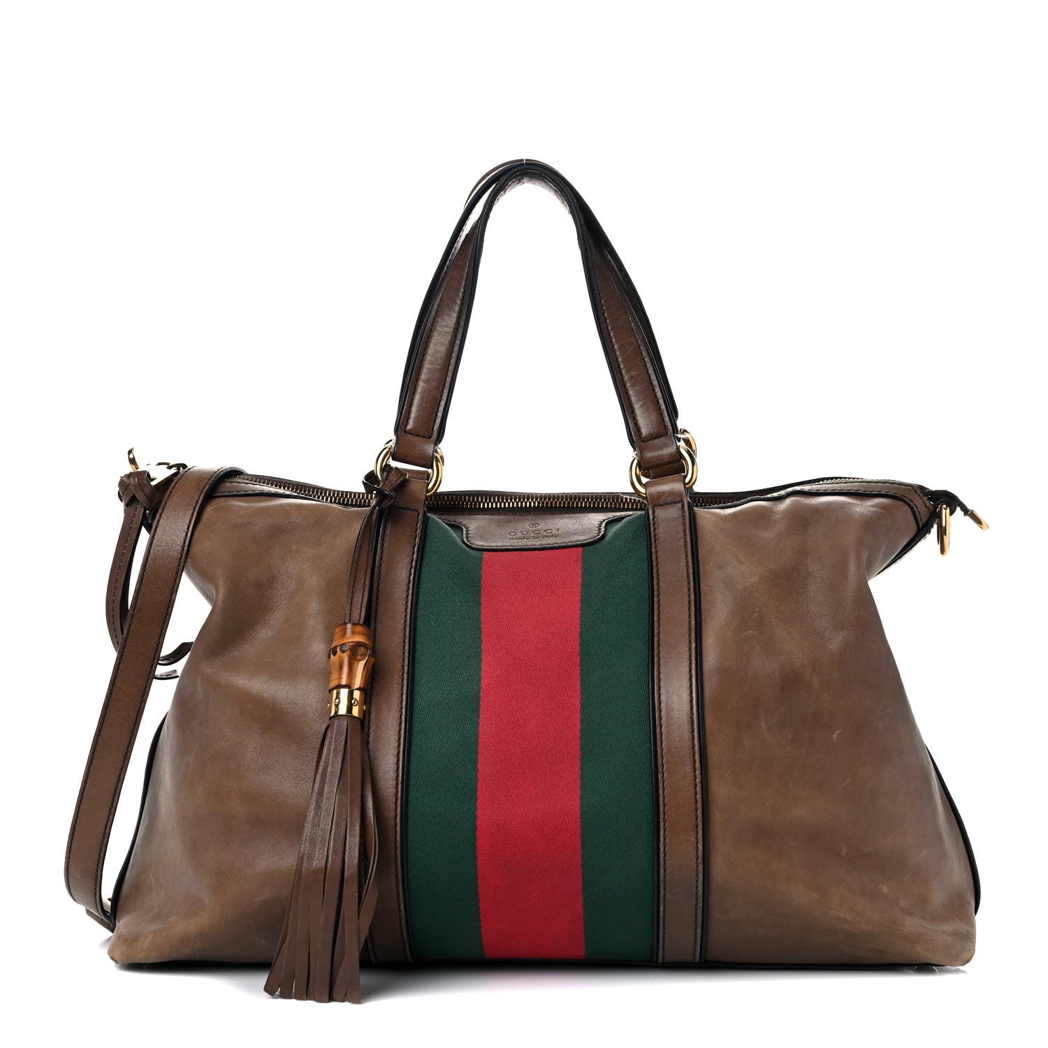 Gucci Calfskin Web Medium Rania Top Handle Bag Grey Field 1 of 46
