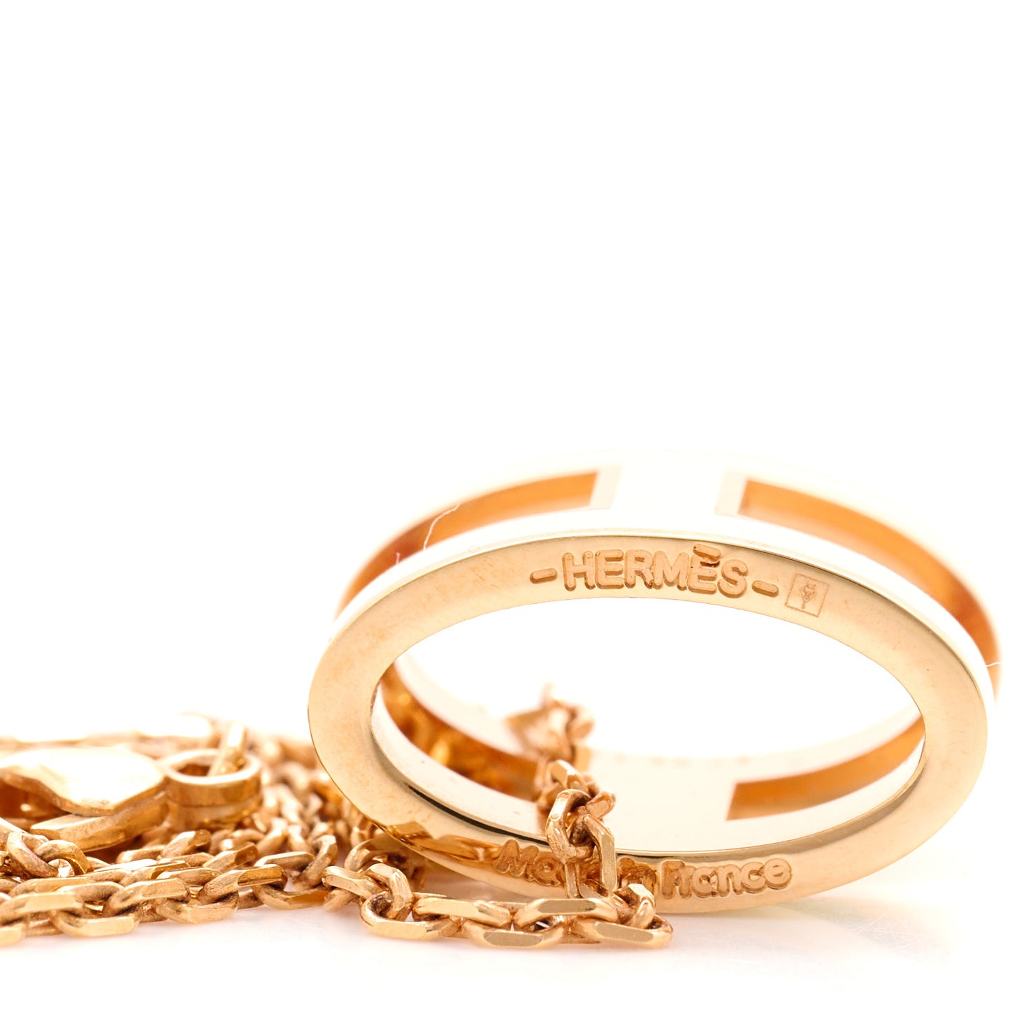 Lacquered Rose Gold Pop H Pendant Necklace White