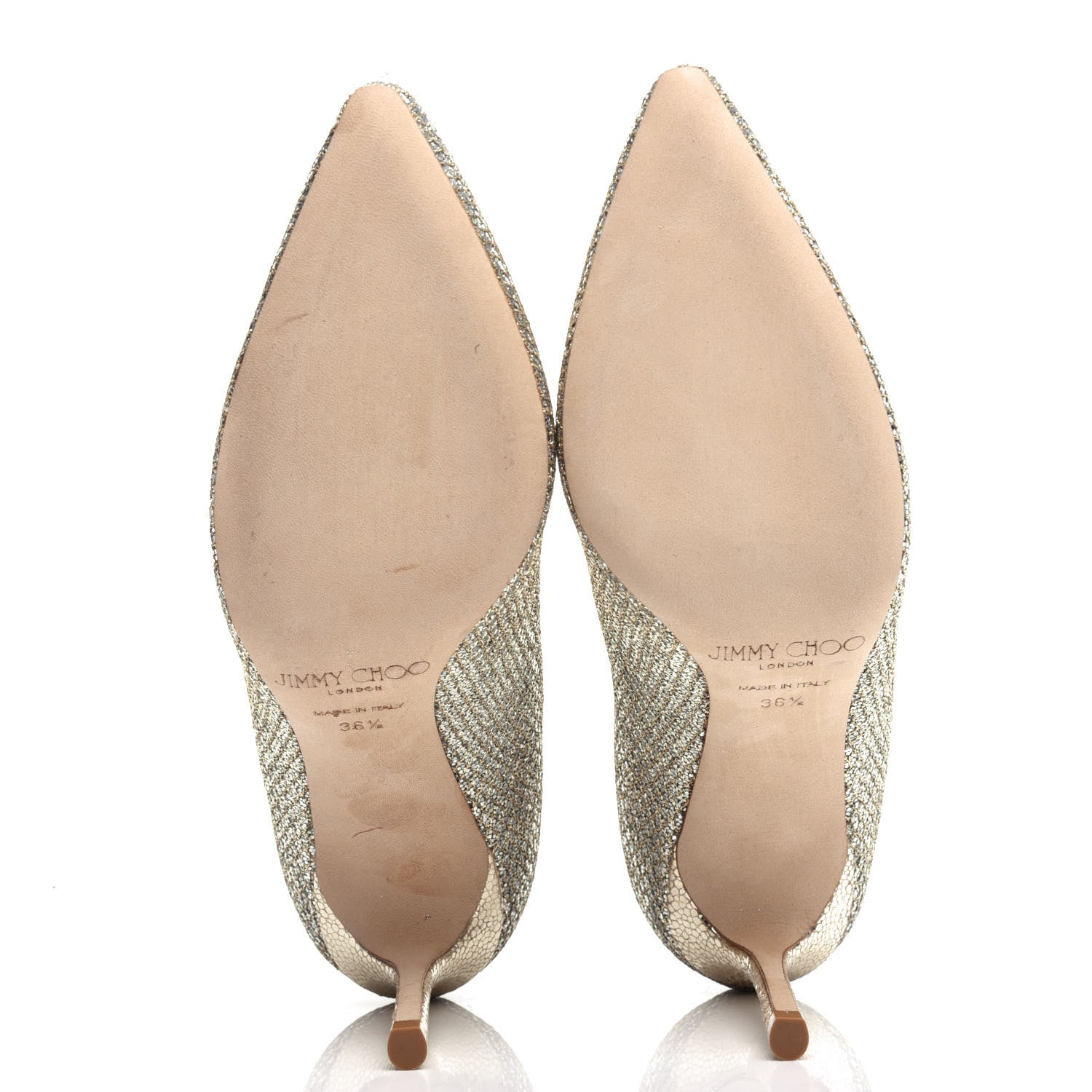 Jimmy Choo Glitter Fabric Romy 85 Pumps 36.5 Champagne 6 of 10