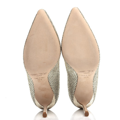 Jimmy Choo Glitter Fabric Romy 85 Pumps 36.5 Champagne 6 of 10