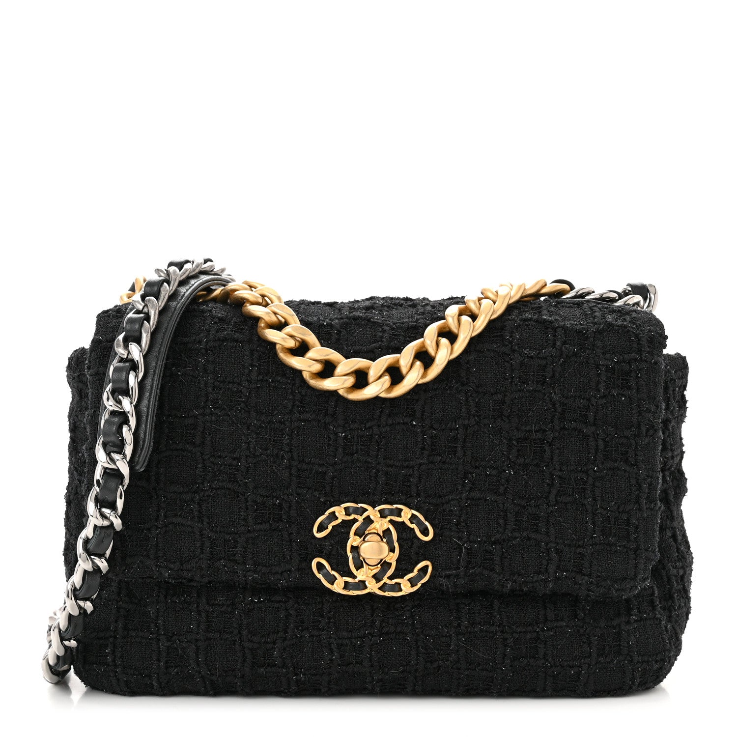 Chanel Tweed Quilted Medium Chanel 19 Flap Black 1 of 10