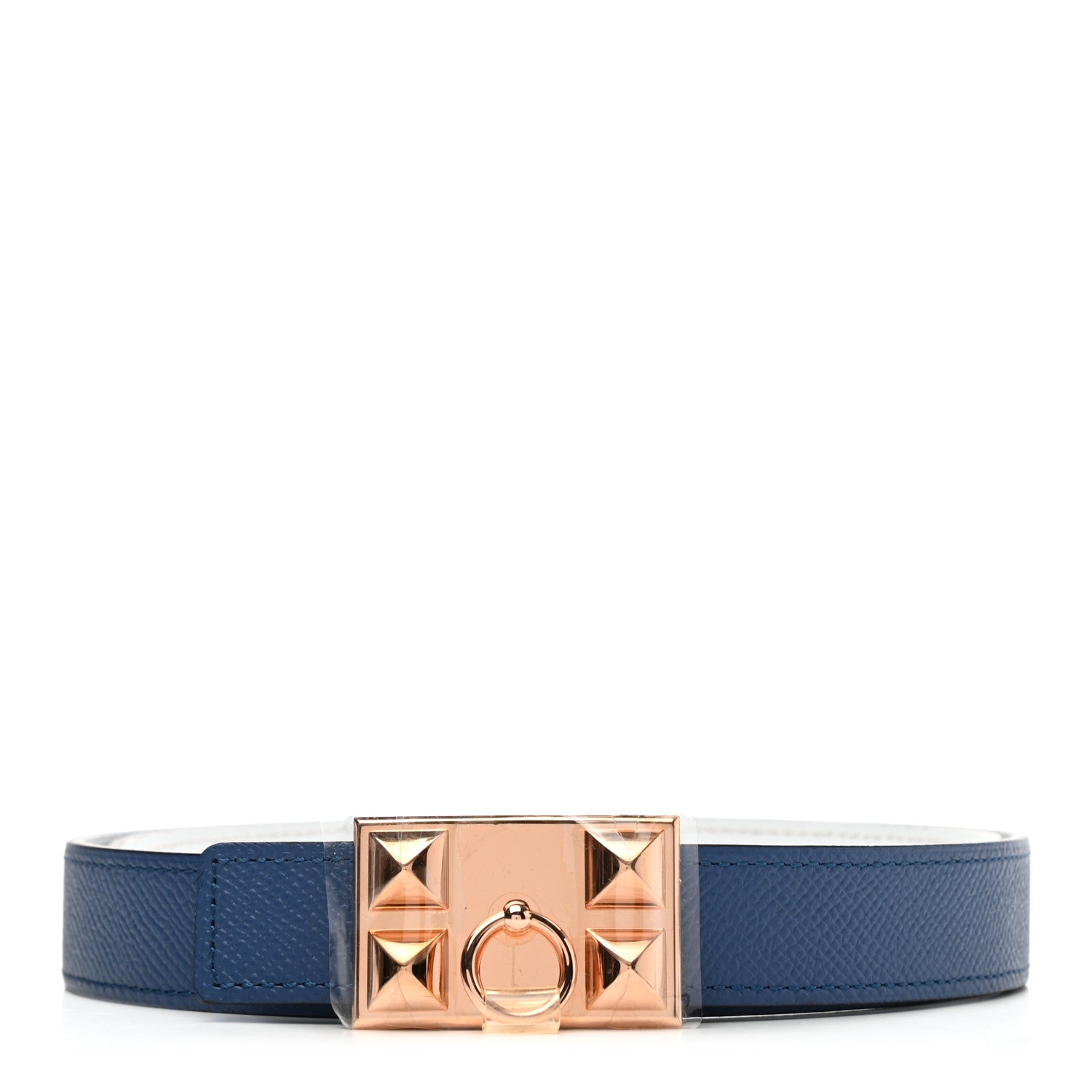 Hermes Epsom 24mm Collier De Chien CDC Belt 75 White Bleu Brighton 1 of 8