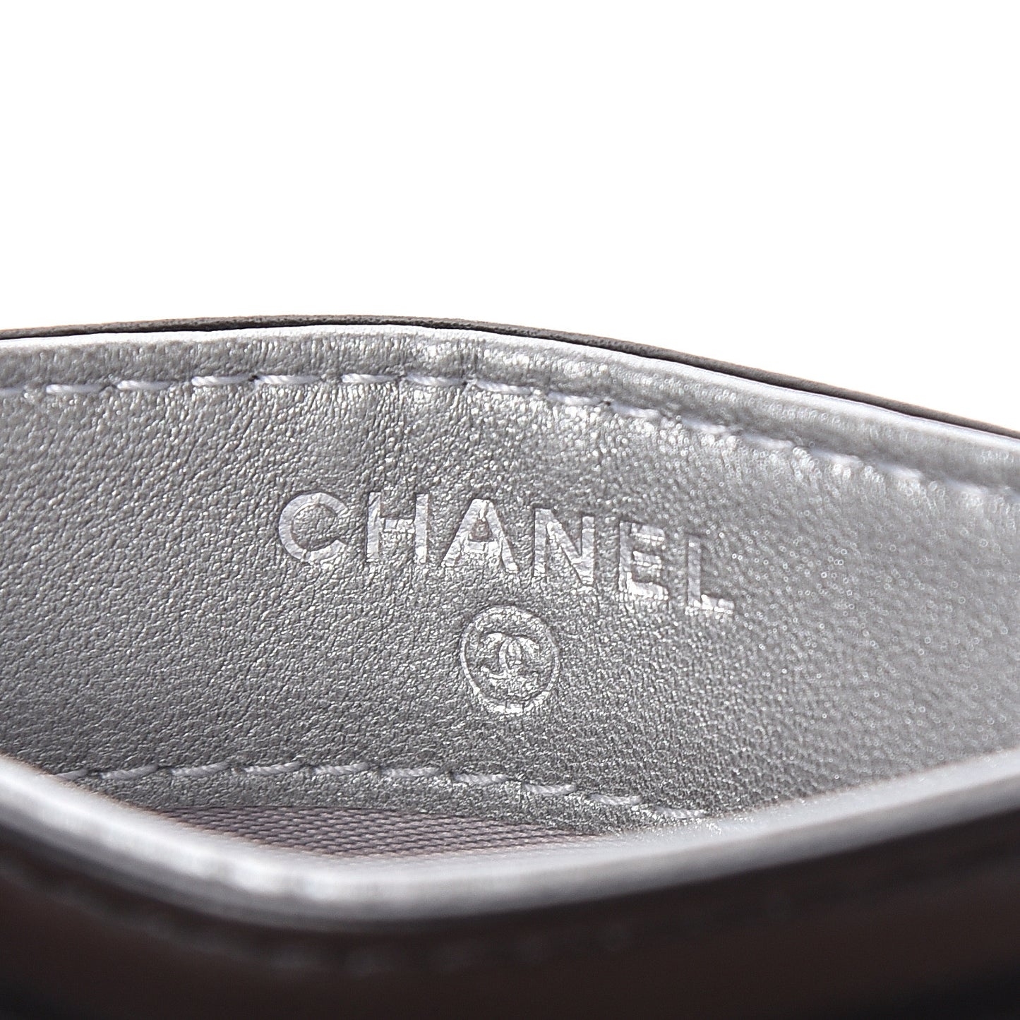 Lambskin Camellia Embossed Card Holder Black