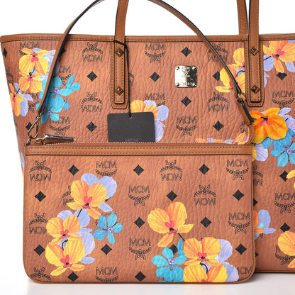 MCM Visetos Medium Anya Essential Flower Print Shopper Tote Cognac 6 of 13
