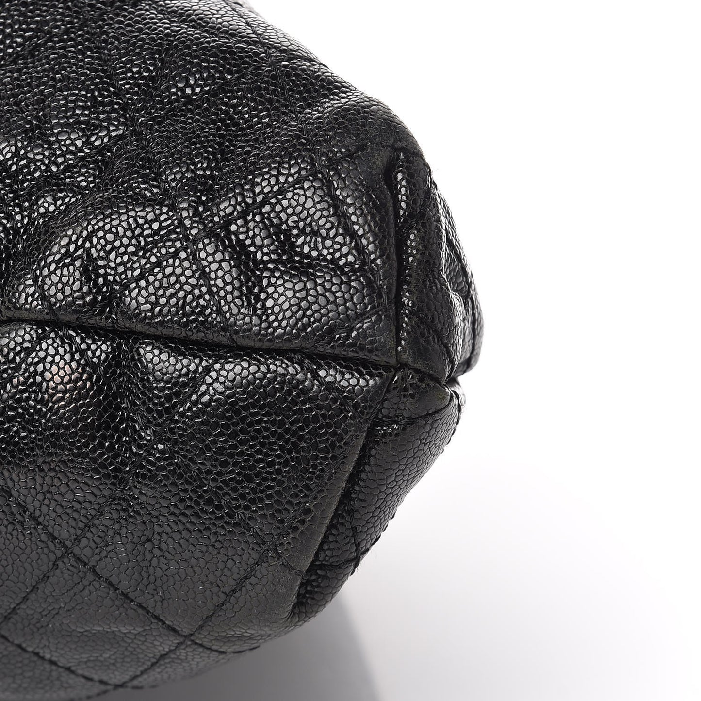 Distressed Glazed Caviar Quilted Medium Elastic Tote Black