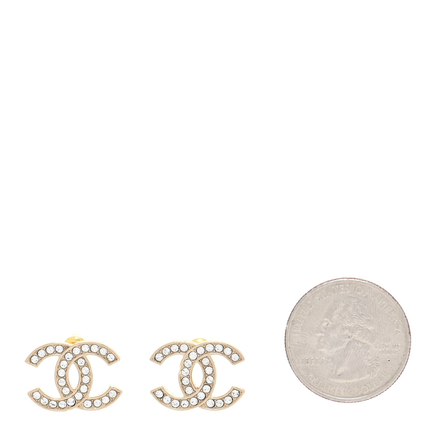 Crystal Large CC Earrings Gold