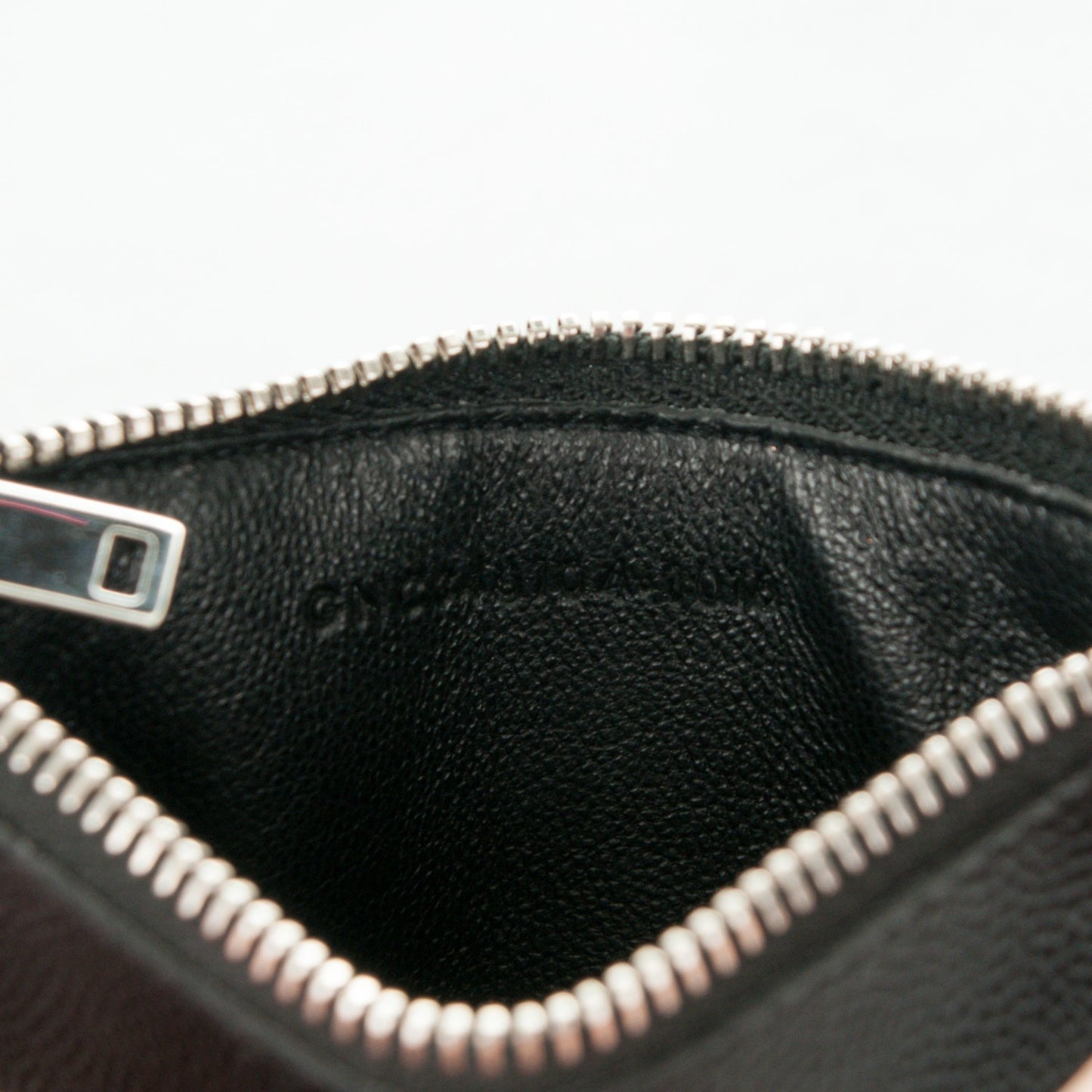 Grained Calfskin 5 Fragments Zip Pouch Card Holder Black