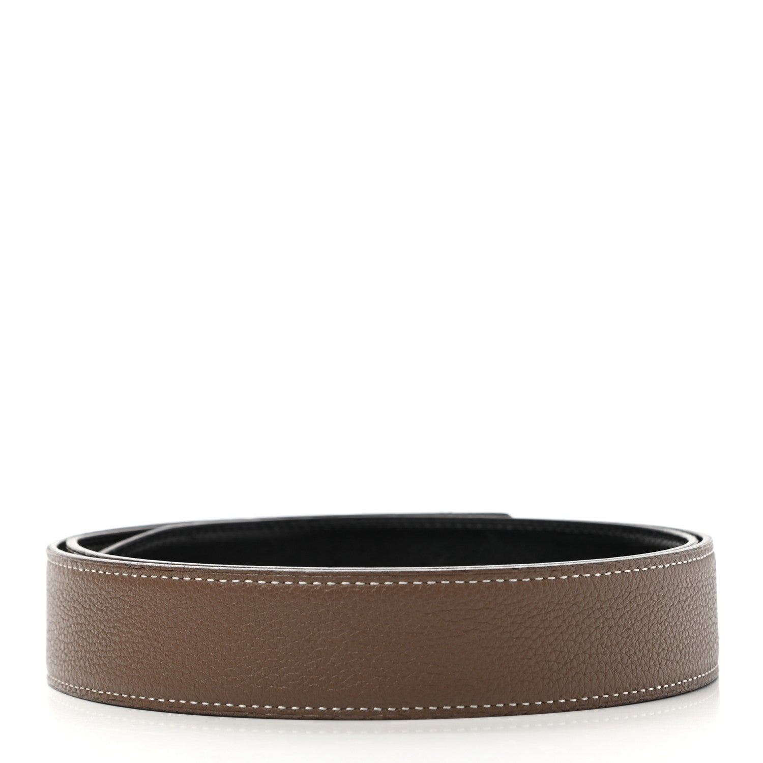 Hermes Box Togo 32mm Belt Strap 95 Black Etoupe 3 of 11