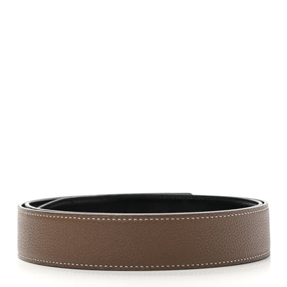 Hermes Box Togo 32mm Belt Strap 95 Black Etoupe 3 of 11