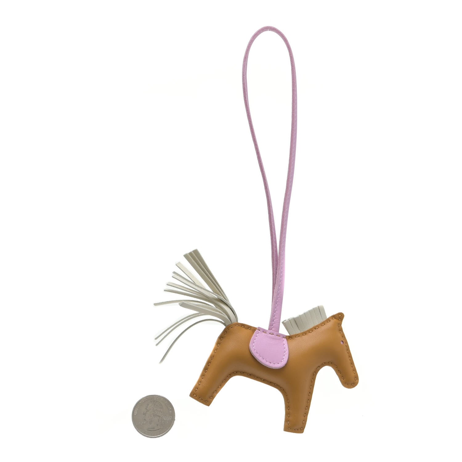 Hermes Milo Lambskin Grigri Rodeo Horse Bag Charm PM Sesame Mauve Sylvestre Craie 3 of 5