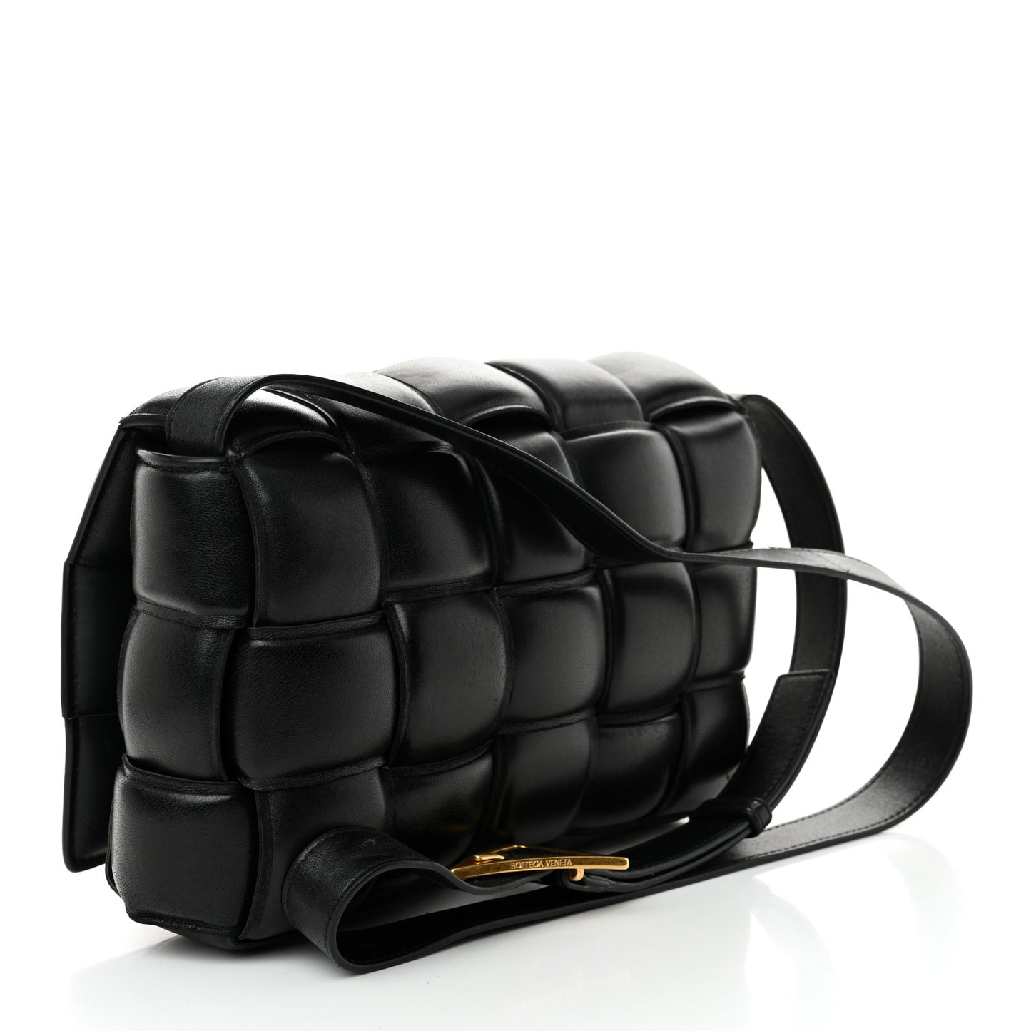 Nappa Maxi Intreccio Padded Cassette Crossbody Bag Black
