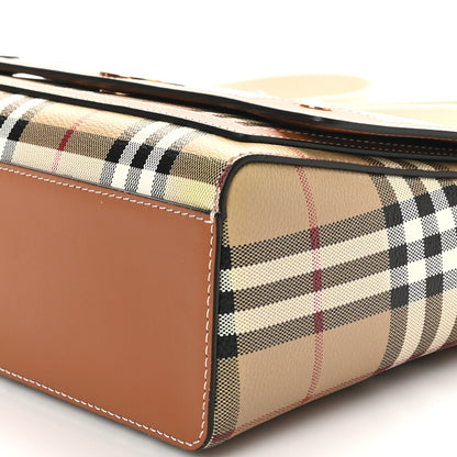 Burberry Coated Canvas Calfskin Vintage Check Medium Note Crossbody Bag Briar Brown 9 of 9