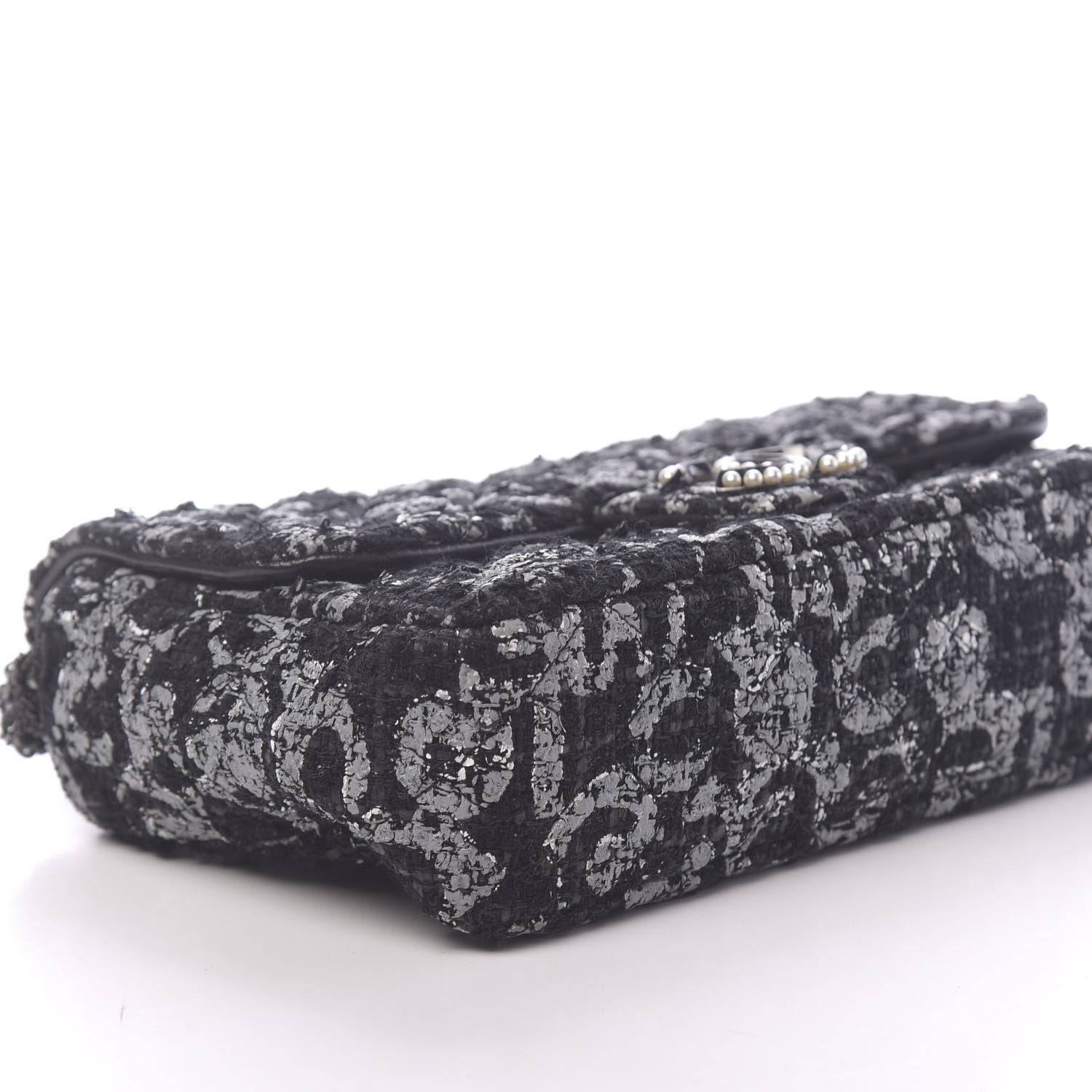 Chanel Painted Tweed Medium Single Flap Black Grey 9 of 11
