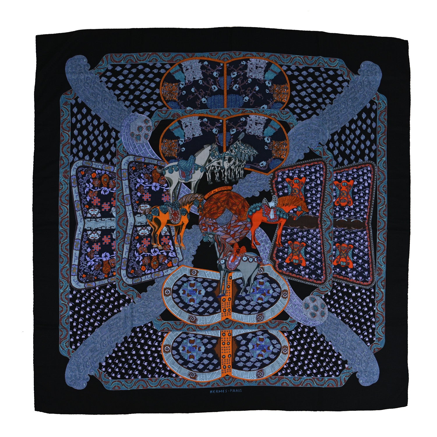 Hermes Cashmere Silk Art Des Steppes 140 Shawl 1 of 3